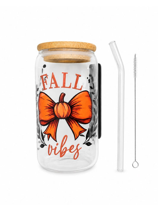 Fall Vibes Pumpkin Glass Tumbler
